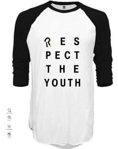 respect the youth white 3/4 sleeve t-shirt
